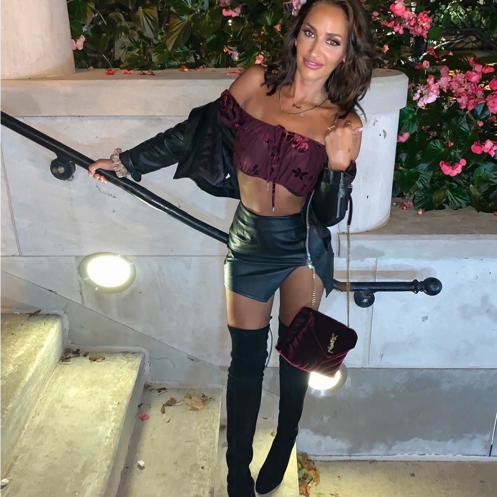 Cropped burgundy off the shoulder top from forever 21